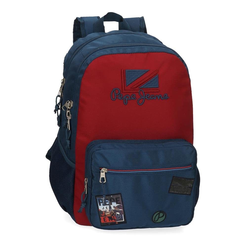 Pepe Jeans Chest Mochila Escolar Doble Compartimento Adaptable a Carro Rojo 33x46x16 cms Poliéster 22,82L