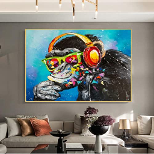 Affiche singe street art sur toile de graffiti cool 80x110cm moderne sans cadre