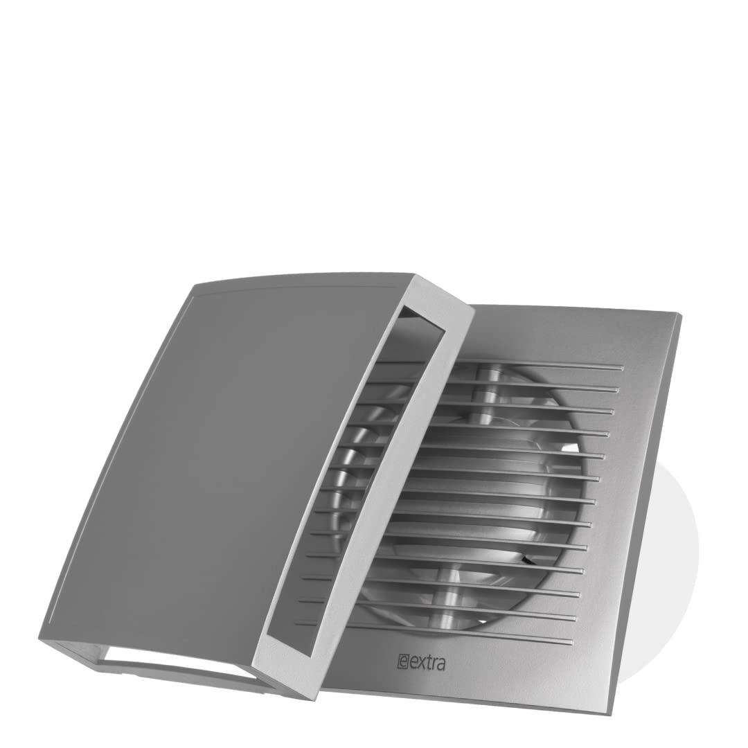 EUROPLAST Ø 100mm Extractor de Baño - Extractor de Aire Silencioso Plata - Ventilador de Pared para Cocina, Garaje, WC