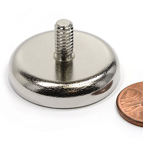 Cms Magnetics - (2 Ct) Powerful Neodymium Cup Magnets W/Male Threaded Screw Stud #12-24, 90 Lbs Pulling Power Each, Magnetic Round Base Heavy Duty, Rare Earth Pot Magnet #TOP26