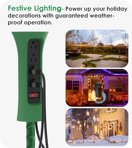 Cccei Outdoor GFCI Power Strip: 6' 4-Outlet Weatherproof w/ Stake - image 6