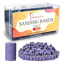 Maryton 500 Pcs Sanding Bands for Nail Drill, Fine Grit Nail Sanding Band Bulk for Professional Salons Manicure and Pedicure