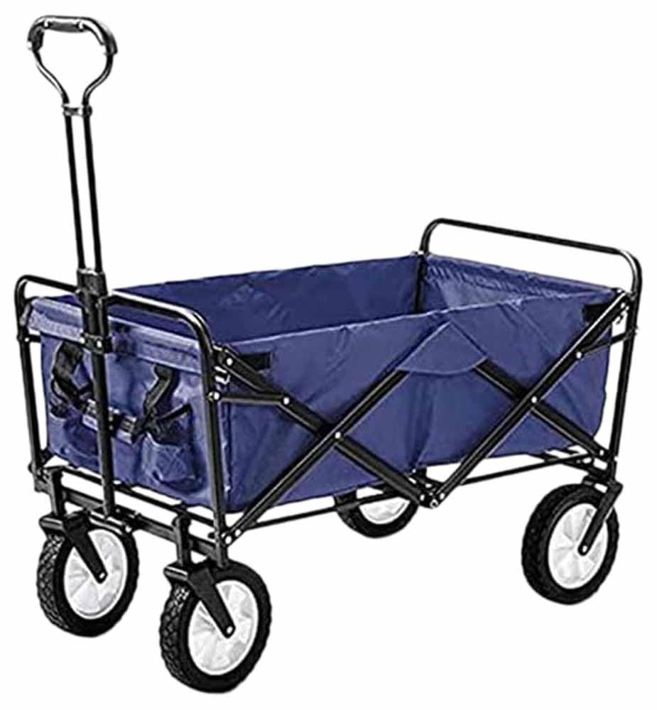 Does not applyFolding Wagons with Wheels Collapsible | Multiuse Utility Cart with Wheels | outdoor Beach trolley| Shopping Cart Trolley Foldable | Heavy Duty trolley| Max Load: 80KG (Dark Blue)