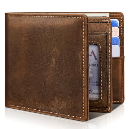 Image of Artpaxy Mens Wallet Bifold Genuine Leather RFID Blocking Wallet for Men with 1 ID Window 15 Card Holders 2 cash pockets 1 Gift Box