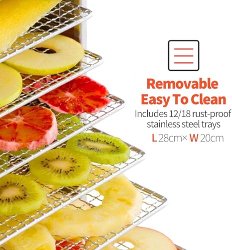 Deshidratador de alimentos comercial, 400 W, secador de carne y frutas, liofilización de 6 capas para cecina, champiñones y hierbas, ideal para aperitivos saludables y conservación de alimentos.