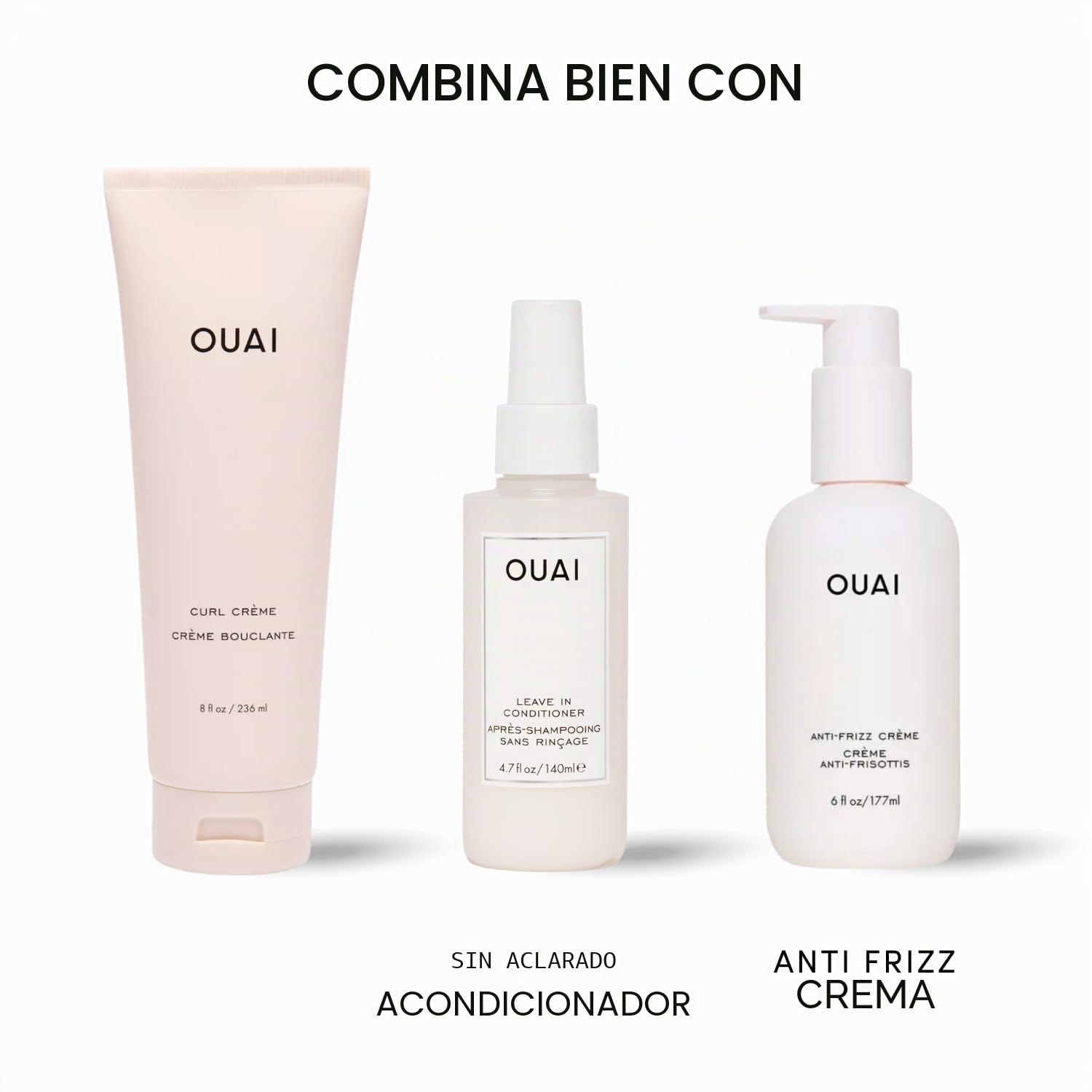 OUAI Curl Cream - Crema definidora de rizos para rizos hidratados y brillantes - Babassu y aceite de coco, aceite de linaza y semillas de chía - Productos para el cabello rizado sin parabenos