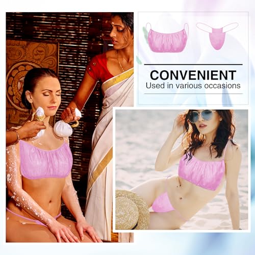 Vabean 225 Pieces Disposable Bras and Panties for Spa Disposable Women Underwear Set Included 75 Bra 150 Thong Panties4