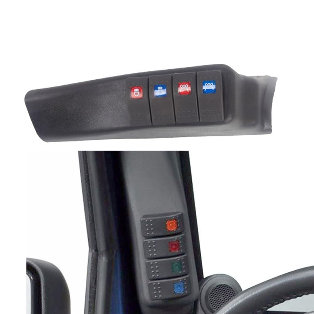 Conjunto de cápsula de interruptor para Jeep para Wrangler JK 07 a 10 Zona del pilar A izquierdo con agujeros precortados para 4 interruptores estilo basculante