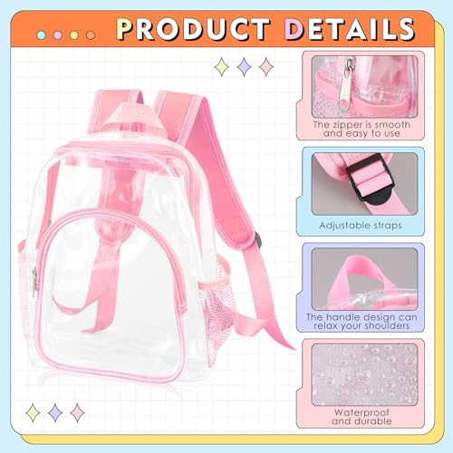 Aliceset 50 Pcs Clear Backpack Bulk Heavy Duty Clear Bookbag Transparent Waterproof Color Back Packs Donation Sports Stadium (12 Inch)3