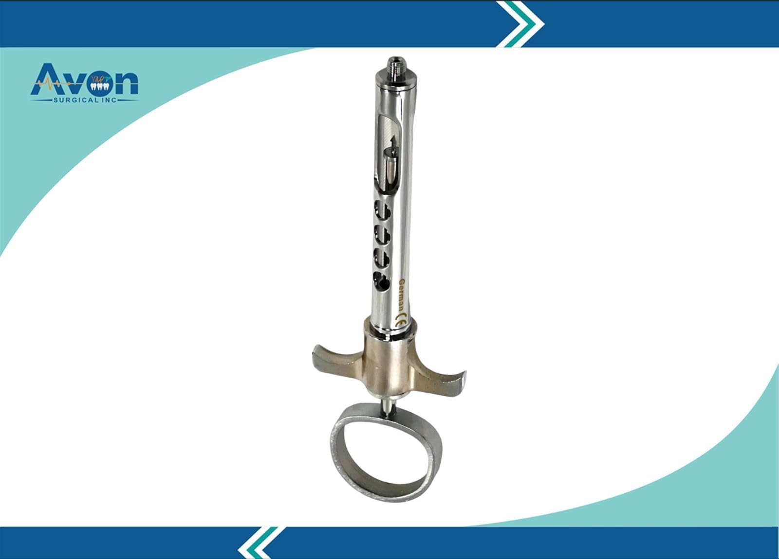 Self-Aspirating Anesthetic Dental Syringe 1.8mL Cartridge Capacity with Arrow Point Plunger and Finger Rests | German Stainless Steel (1.8mL - 1 Piece)