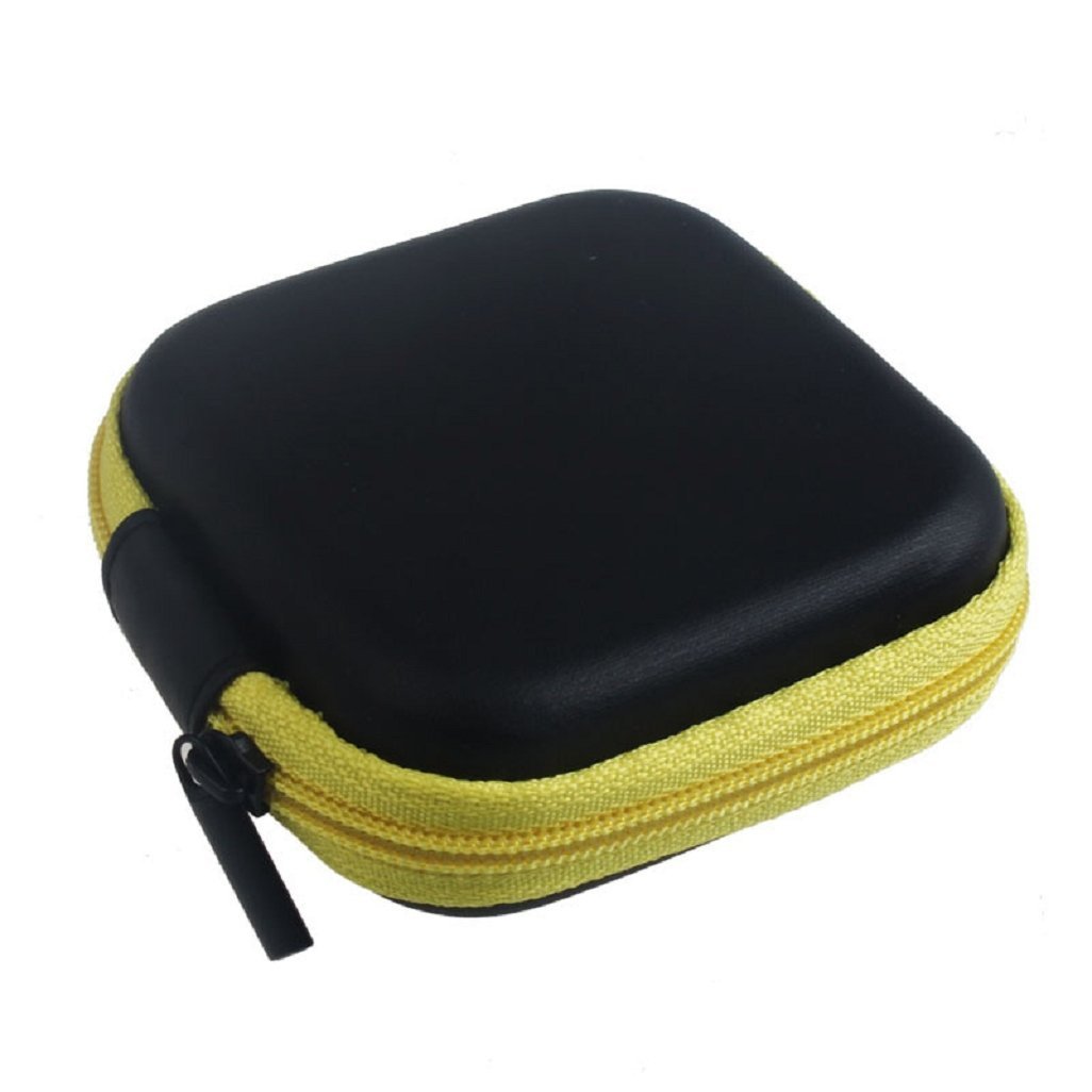 Gemini_mall® Square Zipper Storage Bag Carrying Case for Hard Keep Earphones SD Card Area (Yellow)