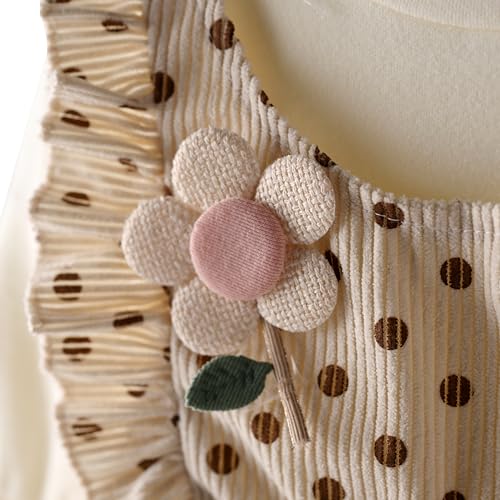 Image of Bold N Elegant Baby Girls Cute Polka Dot Corduroy Long Sleeve Pinafore Dress for Infant Toddler Baby Girls