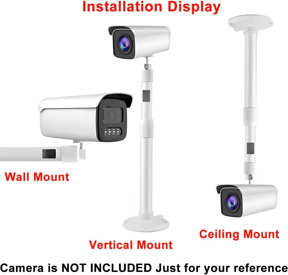 Soporte de Montaje Extensible para Cámaras Vigilancia Seguridad,30cm-60cm Ajustable Soporte de Montaje para cámara IP CCTV, Rotación de 360° Poste Montaje para Cámara de Vigilancia (Blanco)