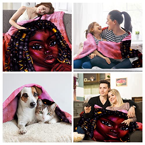 African Blanket Black Women Flannel Fleece Blanket Super Soft Cozy Plush Blankets For Couch Sofa Bed 60"X50" #TOP5