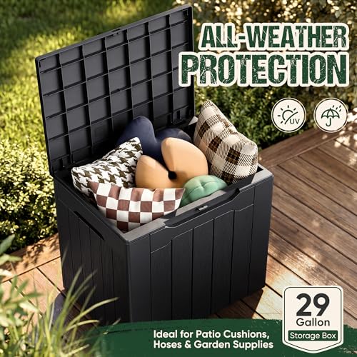 Image of Devoko 29 Gallon Deck Box, Waterproof Resin Outdoor Storage Box