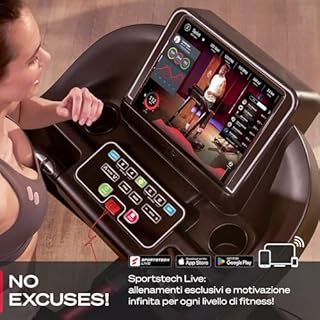 Sportstech - F37s Tapis Roulant Pieghevole, Dotata di LED Tapis Roulant Professionale con 15 Livelli di Inclinazione, 7 Cavalli Tapirulan Pieghevole, Cuscino con Display LCD e Console