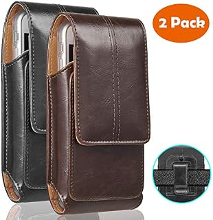 iNNEXT 2 Pack iPhone 8 Plus Pouch Case, Real Leather Vertical Holster Belt