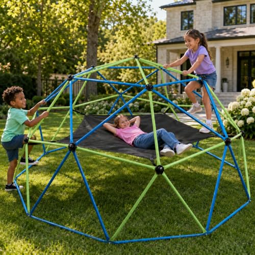 10FT Climbing Dome with Hammock for Kids 3 to 10 Heavy Duty Dome Climber