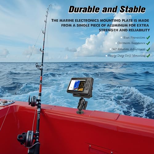 Image of Aluminum Fish Finder Mount with 1.5 inch /C Size Ball, 3.42 inch Aluminum Arm Marine Electronics /Depth Finder Mount. High Salt Water Resistant, compatible with Garmin, Lowrance, Humminbird, and More.