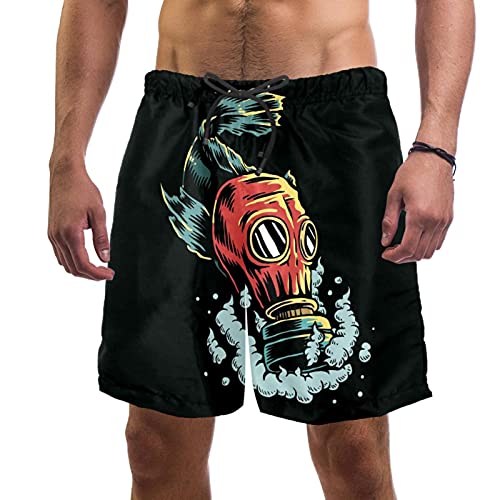 Short de bain pour homme avec motif poisson et doublure maille - Multicolore - Taille S