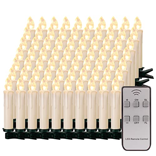 70 Vino respetar LED Velas inalámbrico Navidad velas velas Árbol de regula FLAC Núcleo Árbol Vela Juego de velas, luz color blanco cálido Cover