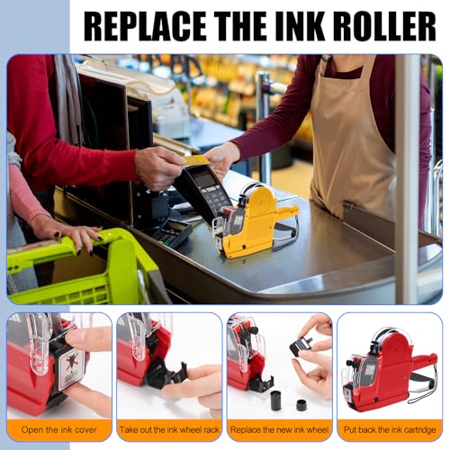 Fullhawl 3 Set Price Gun 2 Line Labeler with 15000 Blank White Labels 3 Ink Rolls Kit, Date Gun Pricing Tagging Stickers Maker Machine for Office Retail Shop Grocery Store Yard Sale