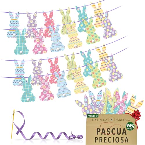 Decoraciones de Pascua reutilizables de alta calidad, guirnalda de banderines de conejo, pancarta de caza de huevos, letrero de feliz Pascua, accesorios de fiesta y decoración al aire libre