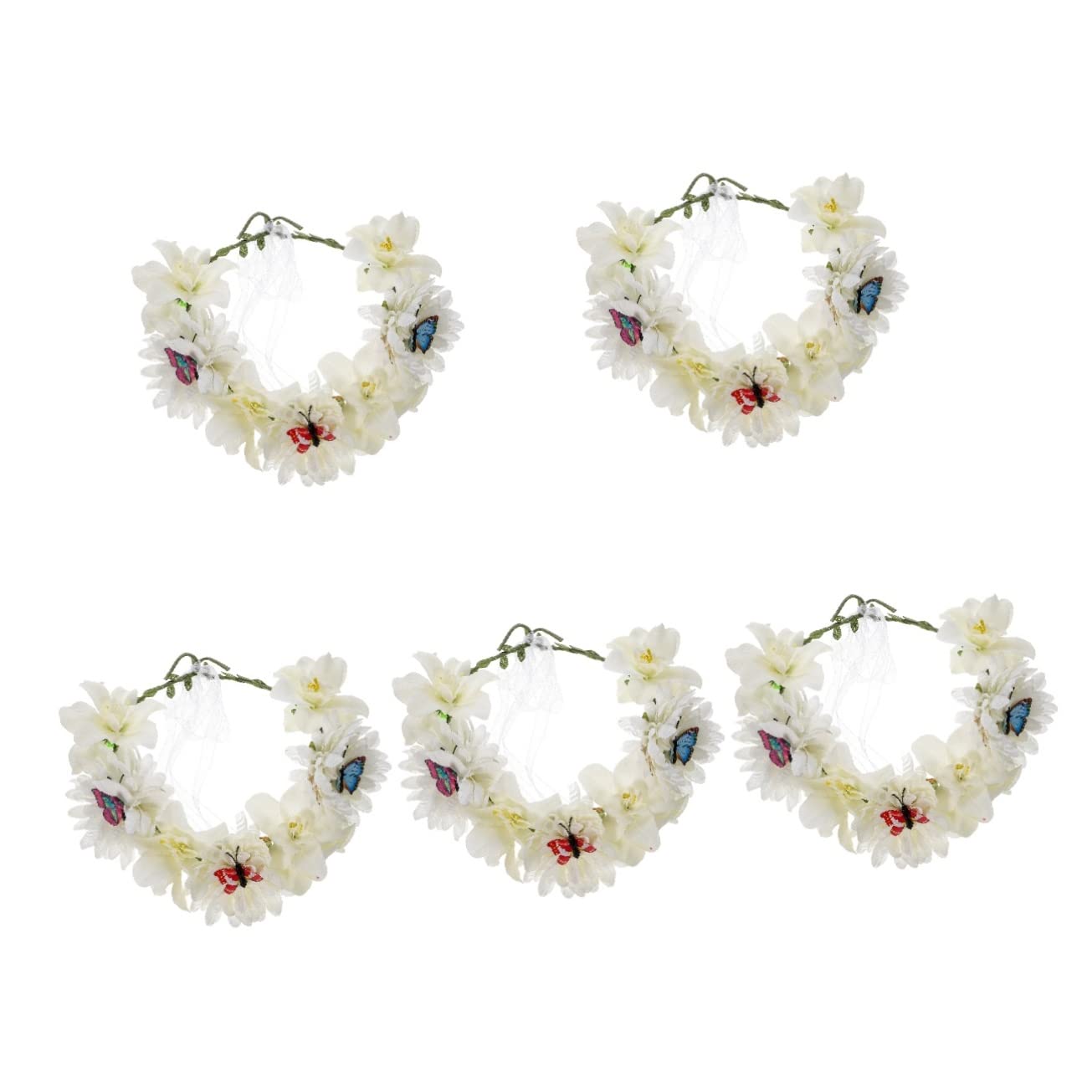 minkissy 5pezzi Coroncina Floreale Bohemien Con Fiori Artificiali Per Matrimonio e Cerimonie Accessorio Elegante Per Donne e Ragazze Adatta Ogni Occasione Festiva