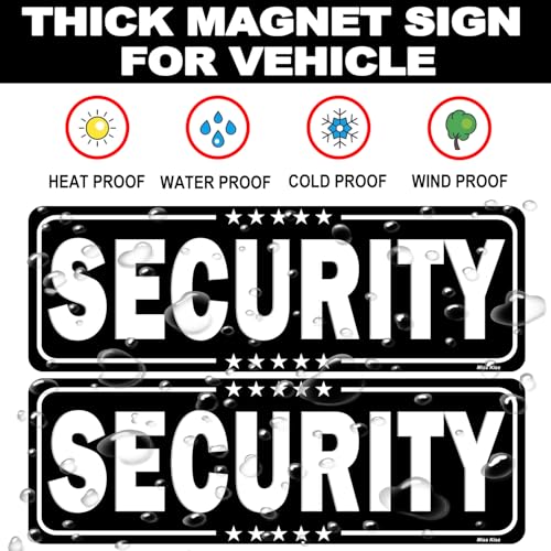 Image of Security Patrol Magnet for Car, Large Security Car Magnetic Signs, Reflective Vehicle Door Magnet for Professional Security Guard 11.8 inch * 3.9 inch (Black-Security-2 Pack)