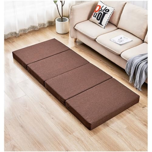 マットレス シングル 四つ折り ごろ寝マット 高反発 敷き布団 折り畳み お昼寝マット 軽量 取っ手付き 洗えるカバー 体圧分散 防ダニ 抗菌 車中泊 仮眠 キャンプ 来客用 ソファーマットレス (コーヒー色)