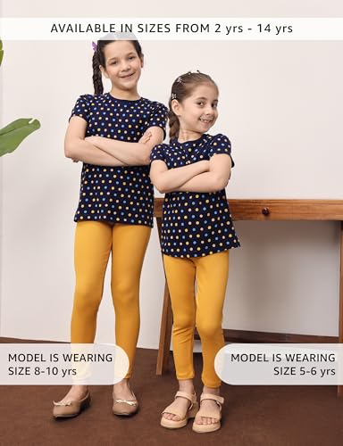Image of Amazon Brand - Symbol Girl's Cotton Ribbed Stretchable Leggings | Ankle Length | Aged 2-14 Years