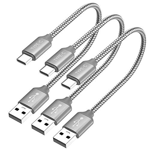 Cable USB C Adaptador [3Pack 1.8M] Cargador de Nylón para Xiaomi Mi A2/A1, Red Mi Note 7, Samsung S10/S9+/S8, Note 8, Huawei P30/20/10/9, Sony Xperia XZ etc. ?Gris?