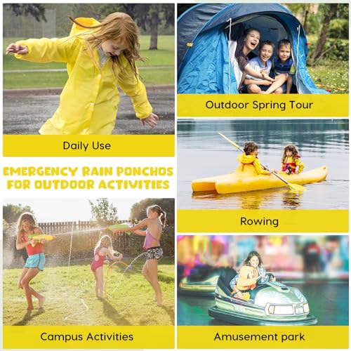 Image of BFONS 2-3 Pack Rain Ponchos for Kids, Reusable Raincoats for Boys Girls with Hood and Sleeves, Waterproof Rain Jackets