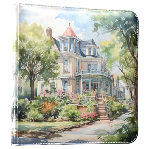 JIPONI Building Happiness Large Photo Album, DIY Leather Cover Scrapbook Albums for 4x6 5x7 6x8 Pictures, Self Adhesive Memory Book for Wedding, Baby, Family