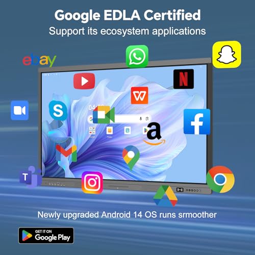 Image of 55 inch Smart Board, 4K Digital Whiteboard for Office, Hybrid Work & Classrooms, Google EDLA-Certified Interactive Whiteboard with Android 14, OTA Updates & Open Apps Ecosystem, 8+128GB Storage