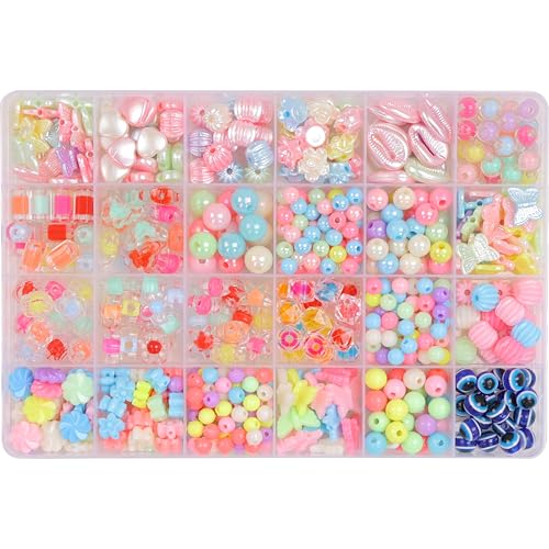 Image of ambitieux DIY Bracelet Making Kit - 24 Colorful Beads, 10m Elastic Thread, Jute Bag, and Cutter - Gift for Girls Birthdays (Double Beads Multicolor 3)