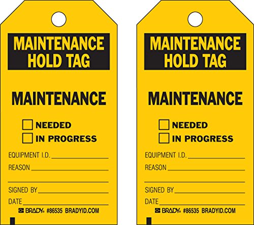Étiquettes d'entretien Brady 86645 à haute visibilité jaune et noir pour marquage industriel