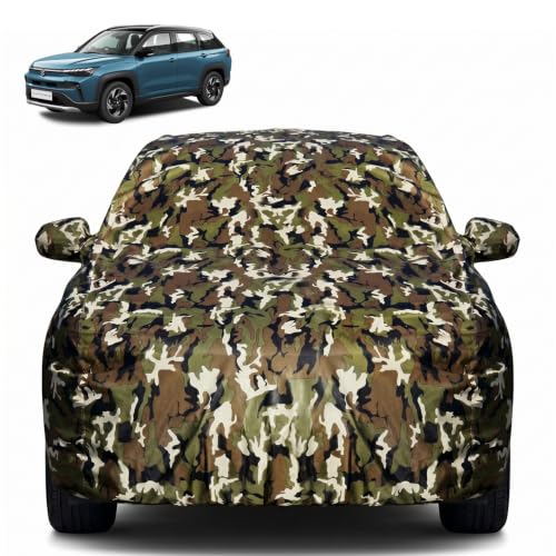 Image of Pivalo Car Body Cover for Maruti Suzuki Victoris All Model & Years (2025-2026) 100% Waterproof with Mirror Pockets, Triple Stitched Dustproof Heat Resistant UV Protection (Military /Jungle /Camouflage)