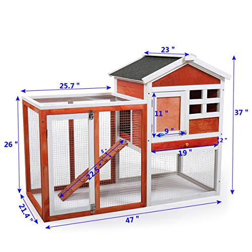 COZIWOW 47\"×21\"×37\" Indoor Outdoor Wooden Large Small Animal Hutch,Pets Crate House for Rabbit Bunny Cage Dog Cat Squirrel Hamster Hedgehog Guinea Pig Habitat Chicken Coop