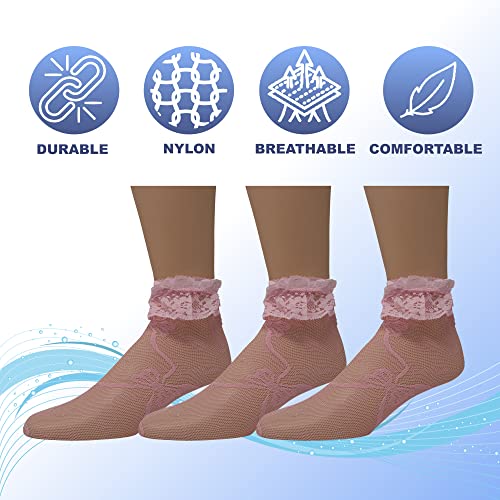 Image of EMEM Apparel Women's Lace Anklet Socks with Ruffle
