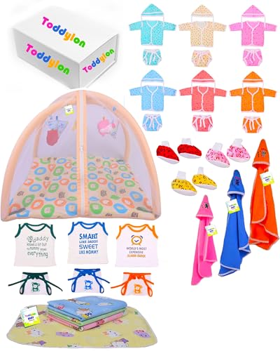 Image of Toddylon All in One Daily Essential in One Pack 36 in 1 New Born Baby Products Gift Packs | Hospital Kit Combo | Infants Boys Girls | Perfect for Newborns | Ideal for 0-6 Months (Orange)