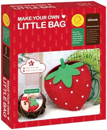 Flying Childhood Felt Kids Sewing Kit Ages 8-12 Arts Crafts for Girls Learn to Sew Strawberry Pineapple Avocado Bag Purse Pouch Felt Craft Kits