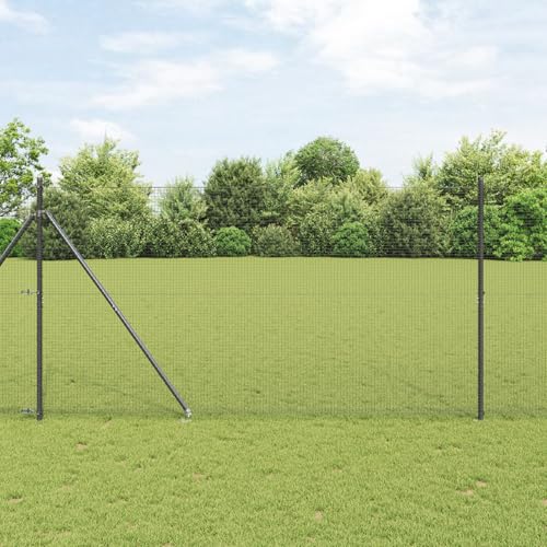 Massbinet Zaunpfosten Set 2er Set Grau Metall 25 x 1,5 m Langlebig Perfekt als Gartenzaun Gartentor Brettertzaun