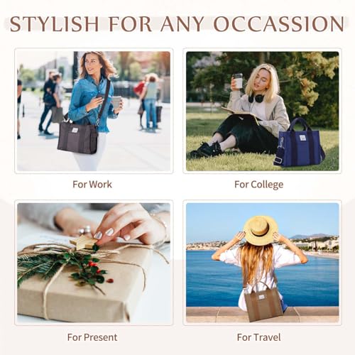 Image of VASCHY Canvas Tote bag, Casual Reusable Work Totes for Women Teachers with Zippers Pockets Crossbody Shoulder Bag Purse