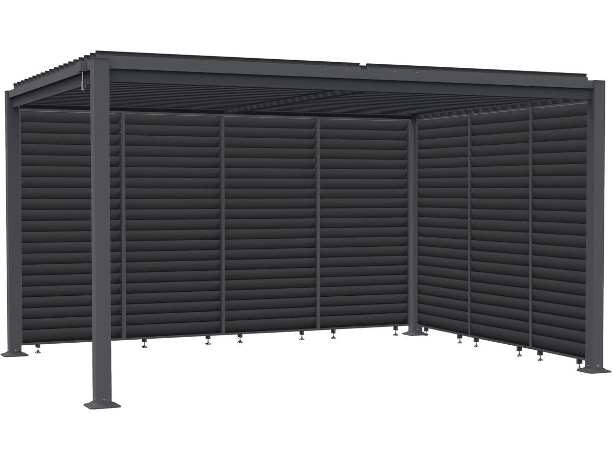 Pergola bioclimatique avec 7 persiennes en Acier galvanisé Howard - 3 x 4 m - Gris