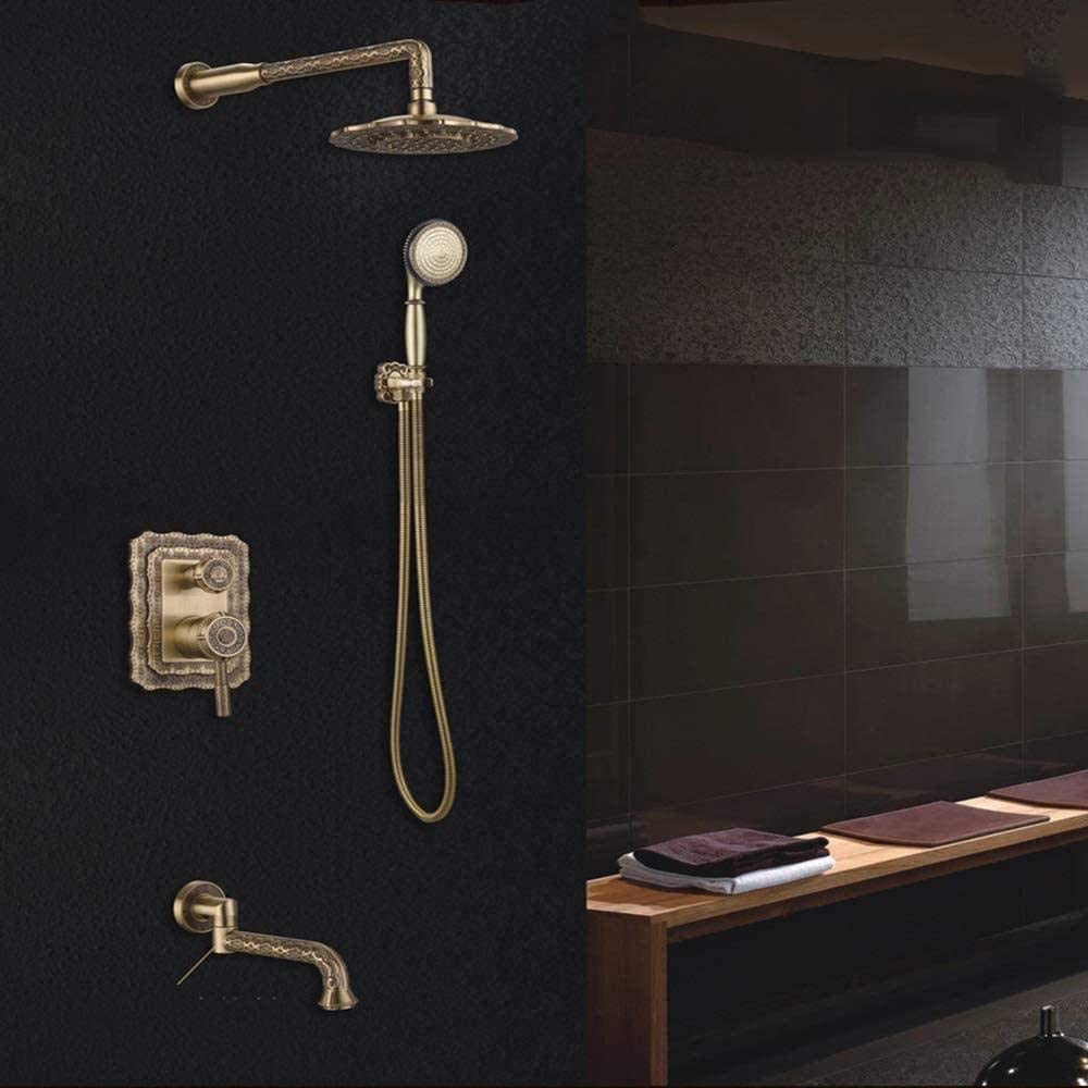 Aycdl Green/Bronze Shower System All-Copper Concealed Shower Set In The Wall Style Gorgeous Fashion Shower Head Faucet- Can Be Raised And Lowered Beautiful Practical Interesting