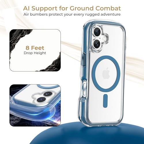 Image of Airbag Phone Cover Compatible with iPhone 17 | 5 Layer Protective Structure | Anti-Scratch & Anti Aging Back Cover | Heat Protection During Charging | Compatible MagSafe | Blue