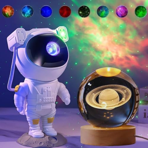 Image of Desidiya Combo of Astronaut Galaxy Projector Night Light & Saturn Crystal Ball LED Light Space Lamp for Kids' Bedroom, Gaming Room, Home & Party Decor, Adjustable Head Lights Home & Office Decoration