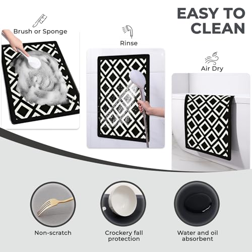 Image of MAXOSHINE Kitchen Mats for Floor Anti Slip Waterproof Feet Comfort Kitchen Runner Floor Mat Standing Desk Mat Floor Mats for Kitchen (120 * 40cm, 60 * 40cm) Set of 2 (Diamond-Black)