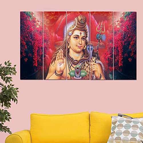 Image of Maxstone Shiva Shiv Shivji Bholebaba Mahadev Wall Painting for Living Room, Bedroom, Office, Hotels,Drawing Room Wooden Framed Digital Painting (30x60 inch) M1157